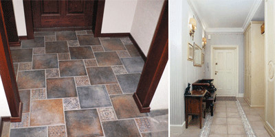 quartz vinyl tile in the hallway