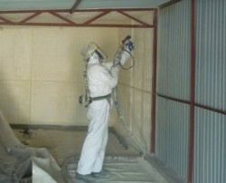 insulation of the garage inside polyurethane foam